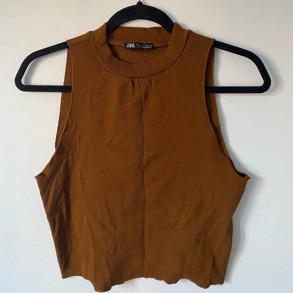 Zara burnt orange cropped tank